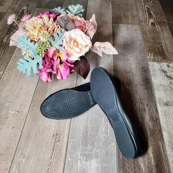 Stuart Weitzman Black Ballet Slip on Leather Flats Round Toe Women's Size 7.5M - Picture 11 of 12